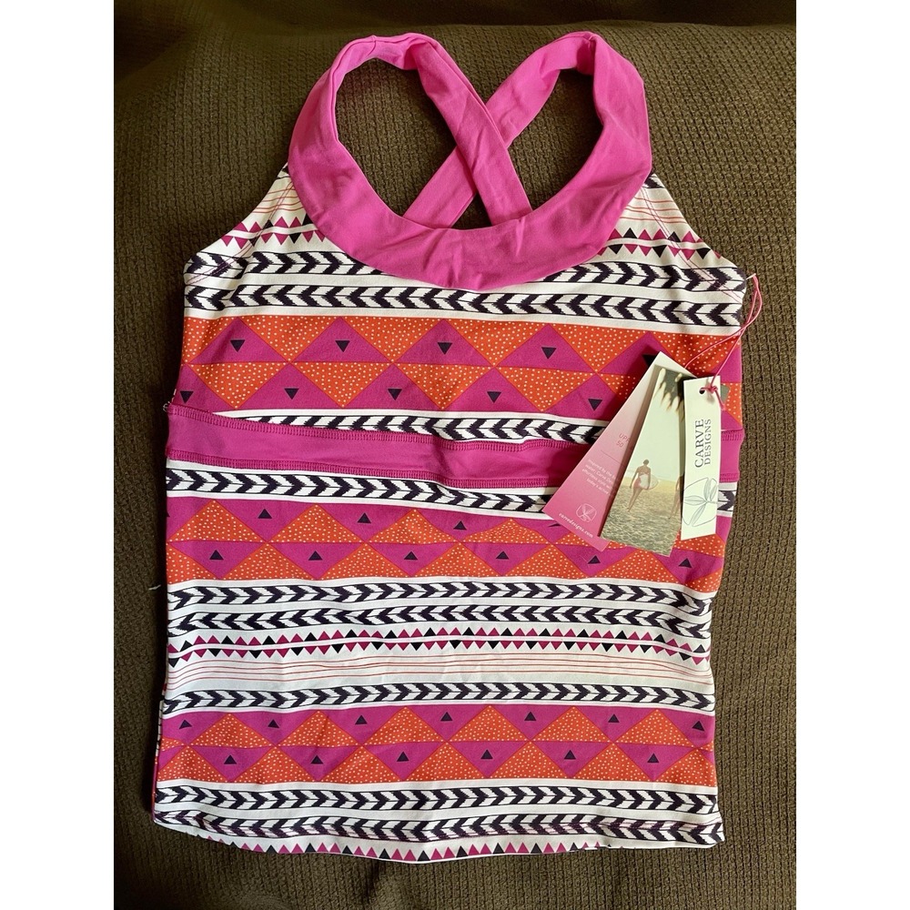 NWT Carve Designs Savarna Tank UPF 50 Raspberry Tulum Medium Racerback Athletic